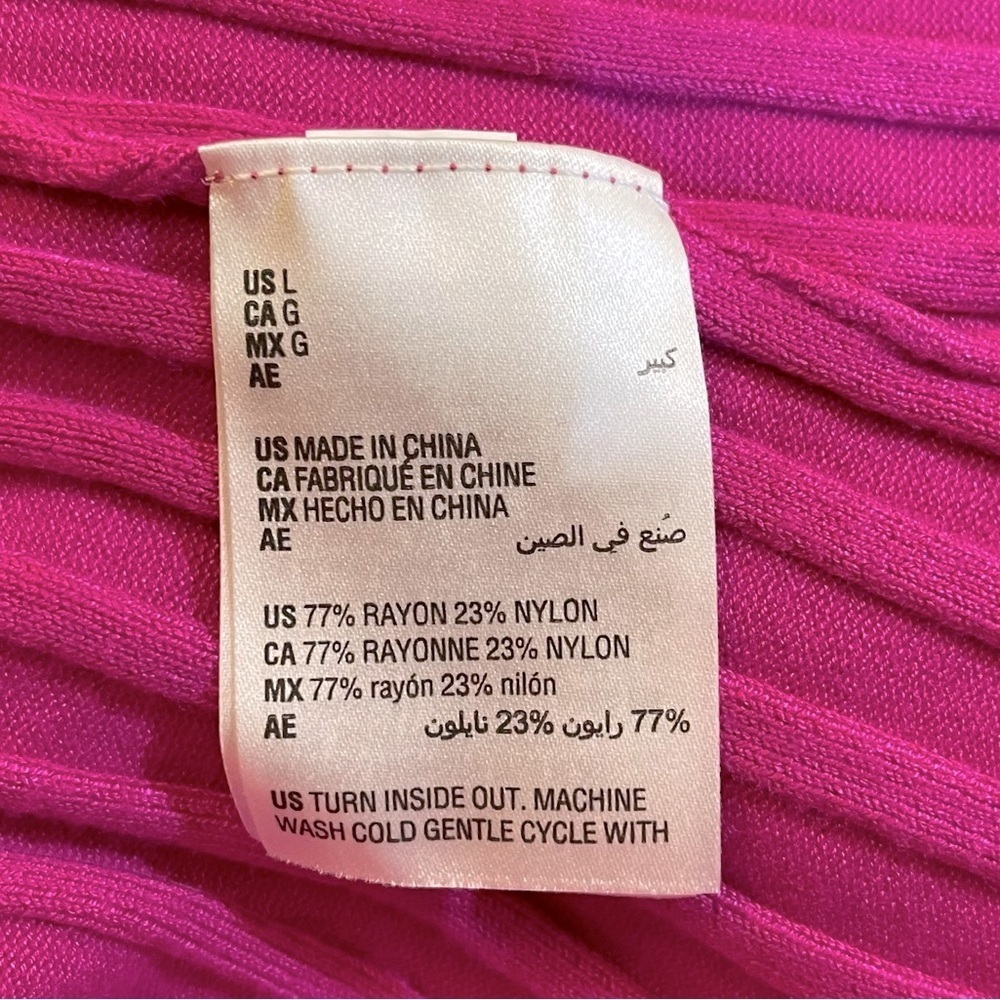 NWT. $70R.  INC Rhinestone Ribbed Top. Size Large. Fuchsia Pop - Picture 6 of 7